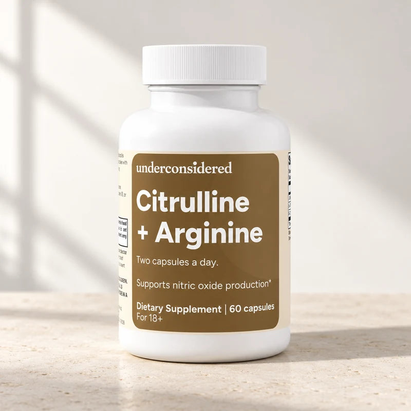 Citrulline + Arginine in a daylit product portrait